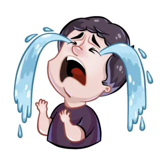 😭 menangis, sedih, emosi, air mata, kesal, kartun whatsapp sticker