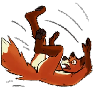 😲 raposa, animal, desenho animado, caindo, peludo whatsapp sticker