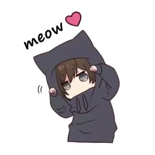 😋 meow anime, cat, heart, cute, kawaii telegram sticker