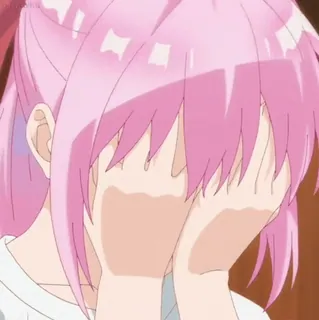 ❤️ anime, pelo rosa, triste, llorando, chica, dibujos animados whatsapp sticker