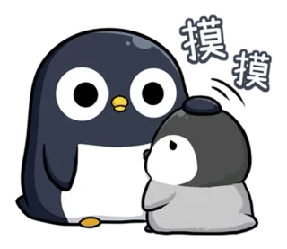 🥰 摸摸 penguin, cute, animals, cartoon telegram sticker