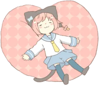 😴 garota anime, orelhas de gato, fofo, chibi, kawaii, dormindo, relaxado telegram sticker