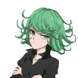 😒 Tatsumaki One-Punch Man anime, character, Tatsumaki, One-Punch Man, esper, female, green hair telegram sticker
