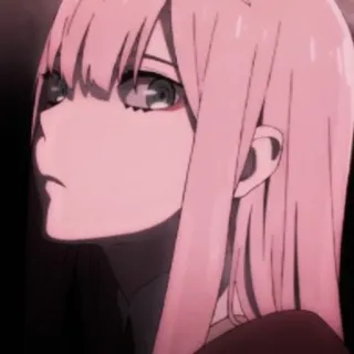 🍓 Zero Two Darling in the Franxx Anime, Rosa Haare, Mädchen, Zero Two telegram sticker