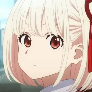 🎗 Chisato Nishikigi Lycoris Recoil 애니메이션, 여자, 리코리스 리코일, 니시키기 치사토, 캐릭터 telegram sticker
