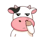 🤨 vaca, dedo medio, animal, gesto, dibujo animado, pegatina whatsapp sticker