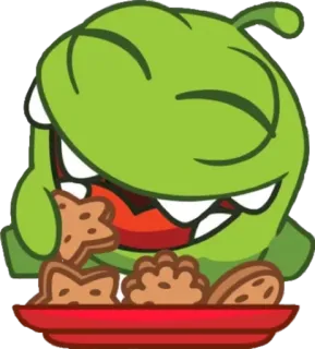 😋 Om Nom Cut the Rope mostro, verde, caramella, affamato, mangiare telegram sticker
