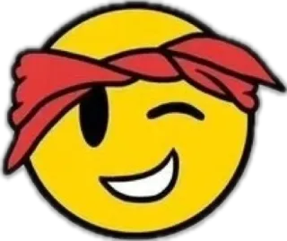 😉 emoji, smiley face, red bandana, winking, cartoon, headband telegram sticker