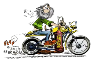 😁 dessin animé, moto, personnage, véhicule, bande dessinée whatsapp sticker