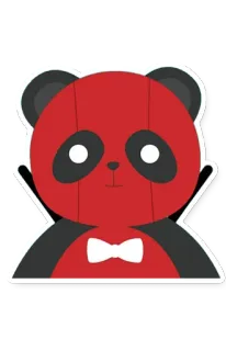 😠 Panda, Animal, Mignon, Dessin animé, Ours, Rouge, Nœud papillon telegram sticker