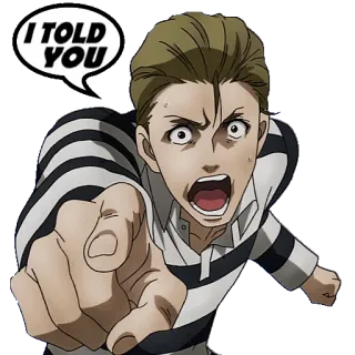 👈 I TOLD YOU Anime, Señalando, Exclamación, Prisión, Manga whatsapp sticker
