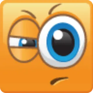 🤨 表情符号, 眨眼, 橙色, 正方形 telegram sticker