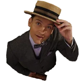 ✋️ homme, chapeau, costume, vintage, portrait, souriant, geste telegram sticker