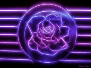 ☘ Роза, Цветок, Неон, Фиолетовый, Светящийся, Иллюстрация telegram sticker