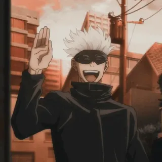 🧊 Gojo Satoru Jujutsu Kaisen อนิเมะ, โกโจ ซาโตรุ, มหาเวทย์ผนึกมาร, ตัวละคร, ยิ้ม telegram sticker