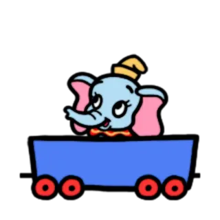 🚂 Dumbo 만화, 코끼리, 귀여운, 디즈니, 덤보, 기차, 동물 telegram sticker