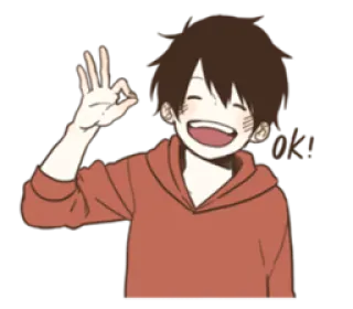 👌 ok! anime, boy, okay, cute, cartoon, happy whatsapp sticker