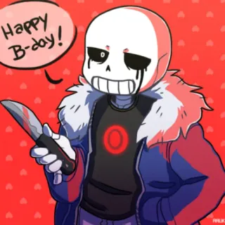 🌸 Killer Sans Happy B-day! sans, undertale, killer, couteau, anniversaire, squelette telegram sticker
