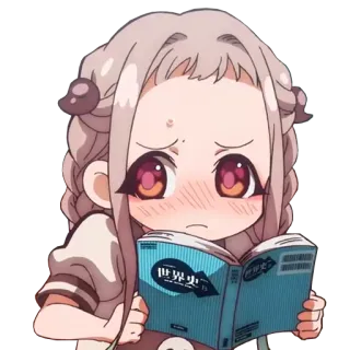 🤓 世界史 アニメ, 漫画, 本, 女の子, 日本語, 読書 telegram sticker