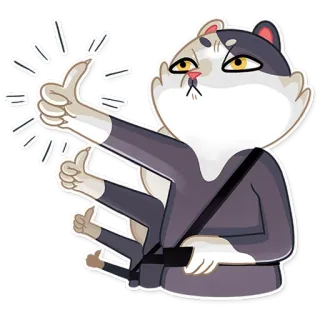 👍 chat, pouce levé, dessin animé, animal, positif, mignon, joyeux whatsapp sticker