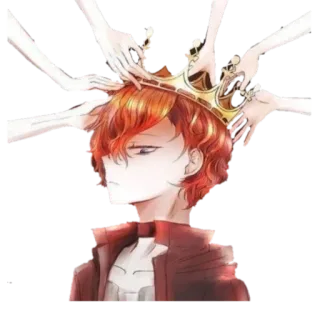 👑 Anime, Couronne, Garçon, Cheveux Rouges, Art telegram sticker