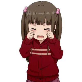 😔 Anime, Ragazza, Pianto, Triste, Cartone animato, Emotivo telegram sticker