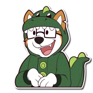 🐲 perro, dinosaurio, gafas, disfraz, dibujos animados, animal, peludo telegram sticker