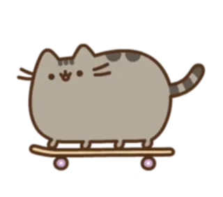 😀 Pusheen pusheen, chat, skateboard, mignon, dessin animé, autocollant telegram sticker