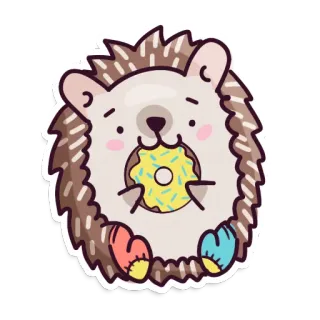 🤤 เม่น, โดนัท, น่ารัก, สัตว์, การ์ตูน, สติกเกอร์ telegram sticker
