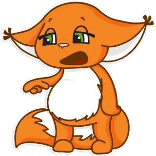 😧 fox, animal, orange, cartoon telegram sticker