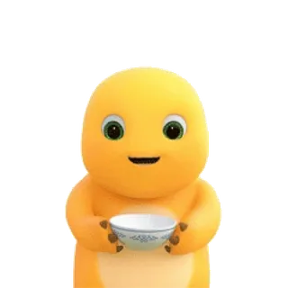 😊 Cartone animato, Giallo, Personaggio, Ciotola, Carino whatsapp sticker