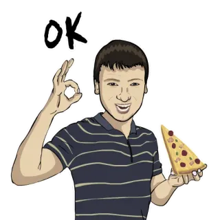 👌 OK ok, pizza, comida, gesto telegram sticker