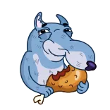 😋 волк, мультик, смешной, животное, милый, еда telegram sticker
