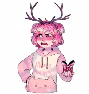 💕 Moody Chwismas boże narodzenie, ponury, rogi, różowe włosy, prezent, bluza z kapturem telegram sticker