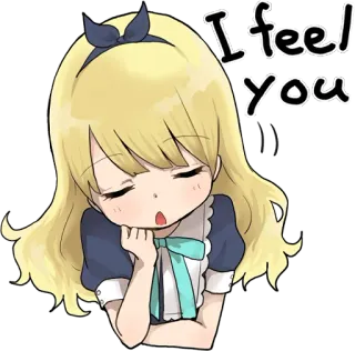 😌 I feel you Anime, Dziewczyna, Blondynka, Uczucie, Emocje, Słodkie whatsapp sticker