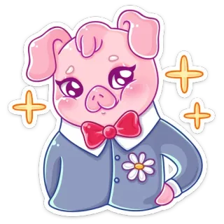 😼 schwein, tier, cartoon, süß, kawaii, aufkleber, charakter telegram sticker