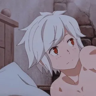 🗻 Bell Cranel Is It Wrong to Try to Pick Up Girls in a Dungeon? Anime, Bell Cranel, DanMachi, Dungeon, capelli bianchi, occhi rossi, Personaggio telegram sticker
