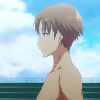 🎲 Anime, Homem, Piscina, Sem camisa, Água whatsapp sticker