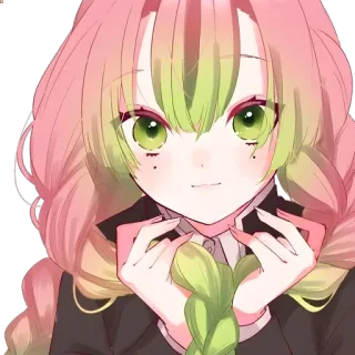 👾 Mitsuri Kanroji Demon Slayer Anime, Demon Slayer, Mitsuri Kanroji, Kawaii, Cabelo rosa, Garota anime telegram sticker