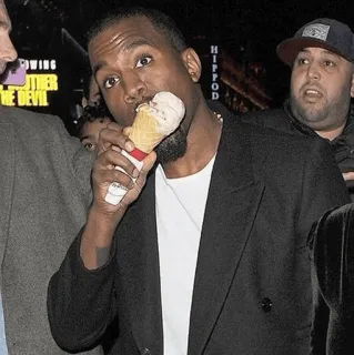 🧪 Kanye West rapper, ice cream, eating, celebrity, man whatsapp sticker