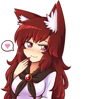 😍 애니메이션, 만화, 만화영화, 여자, 여우, 고양이, 하트, 사랑, 미소 telegram sticker