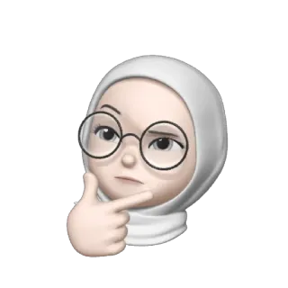 🦴 Emoji, Denken, Hijab, Avatar, Frau, Brille telegram sticker