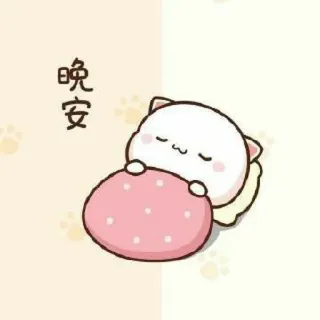 🍓 晚安 kucing, imut, selamat malam, tidur, kawaii, manis whatsapp sticker