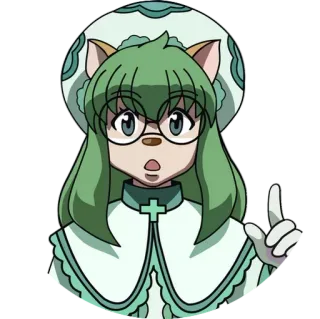 🙁 Pouf Hunter x Hunter anime, hunter x hunter, pouf, character, green hair, glasses telegram sticker