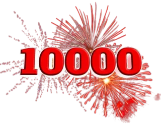 ❗ 10000 celebración, fuegos artificiales, número, logro, evento telegram sticker