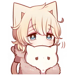 😳 Anime, Orecchie da gatto, Carino, Kawaii, Sticker, Arte digitale whatsapp sticker
