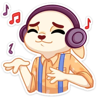 🎧 cão, música, desenho animado, fones de ouvido, ouvindo, cantando, alegre telegram sticker