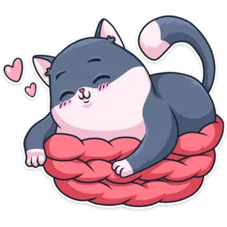 ❤️ 猫, 动物, 贴纸, 可爱, 卡哇伊, 困, 心 telegram sticker