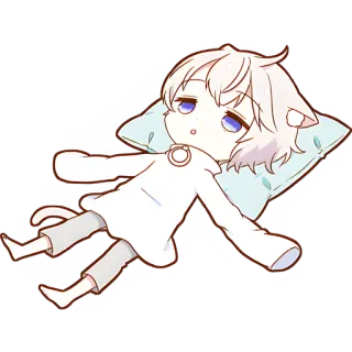 🫠 Anime, Manga, Katzenjunge, verschlafen, süß, Chibi, entspannend whatsapp sticker