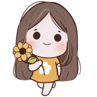 🐰 gadis, bunga matahari, imut, kartun, stiker, bunga, kawaii, ilustrasi telegram sticker